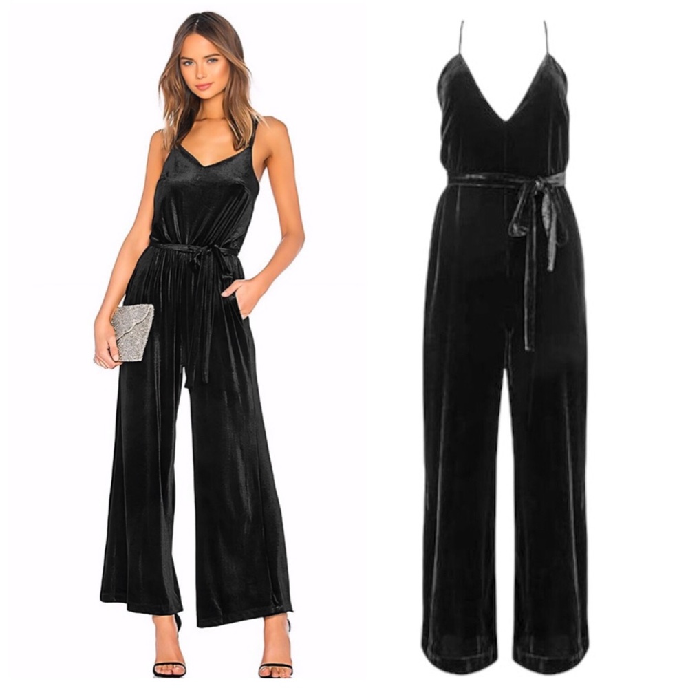 NWT Frank & Oak Crushed Velvet Tie-Waist Wide Leg Jumpsuit | Small